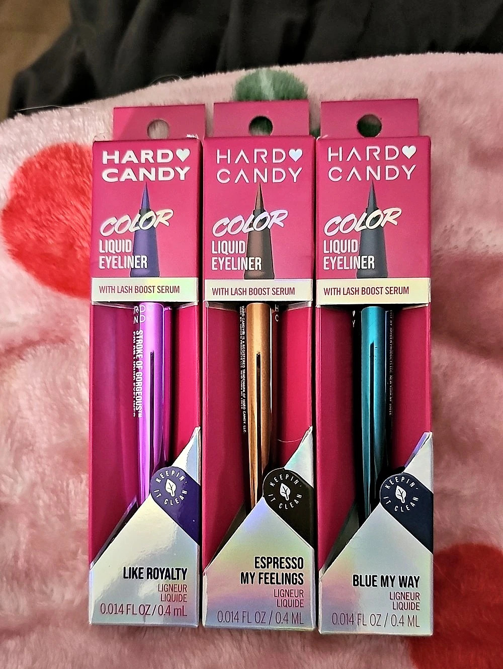 Hard Candy Color Liquid Eyeliner with Lash Boost Serum 3-Piece Set Pink & Purple